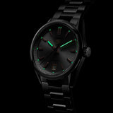 tag heuer carrera date 36mm grey dial automatic ladies watch in the dark shot