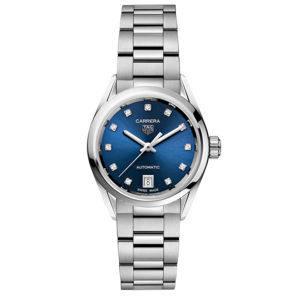 TAG Heuer Carrera 29mm Blue Dial Diamond Automatic Ladies Watch WBN2413.BA0621