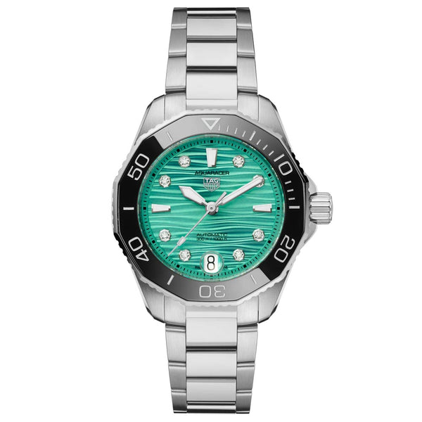 tag heuer aquaracer professional 300 36mm turquoise dial automatic ladies watch