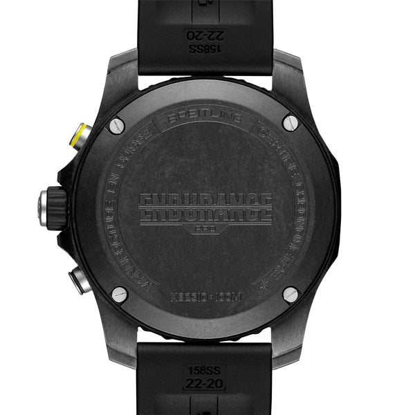 breitling endurance pro 44mm black dial breitlight quartz gents watch case back view