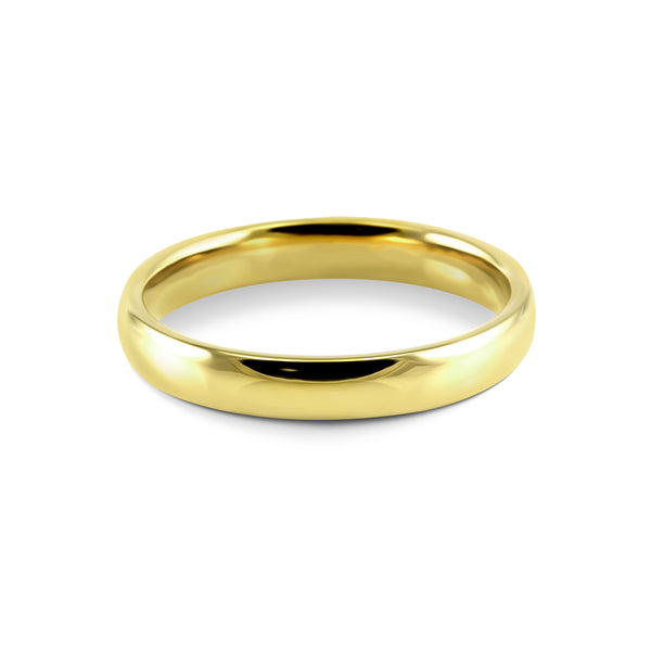 18ct Yellow Gold 3mm Light Court Wedding Ring Horizontal Closeup