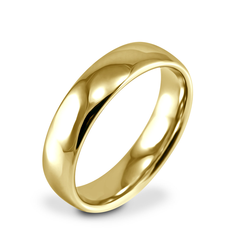 18ct Yellow Gold 5mm Light Court Wedding Ring Side Closeup