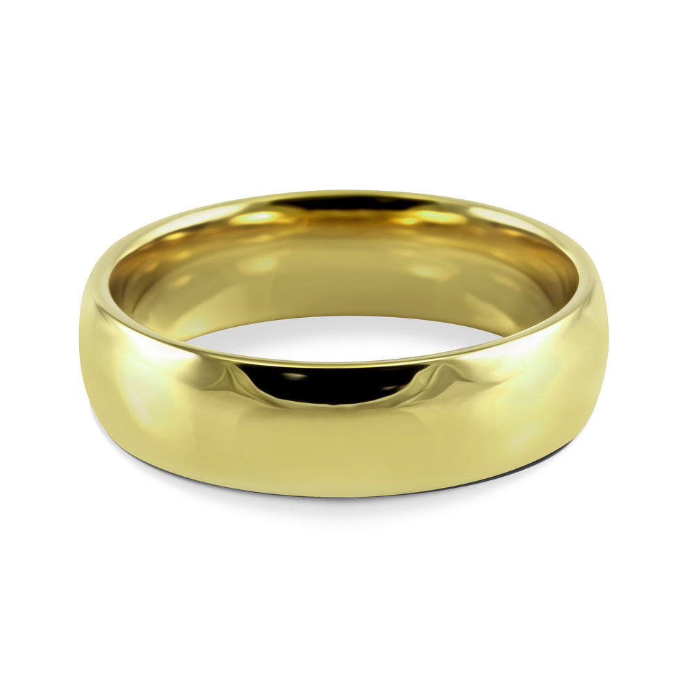 18ct Yellow Gold 6mm Light Court Wedding Ring Horizontal Closeup