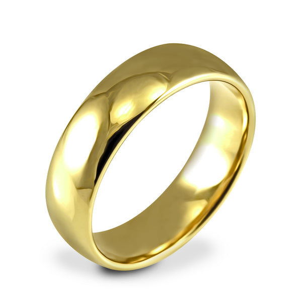 18ct Yellow Gold 6mm Light Court Wedding Ring Side Closeup