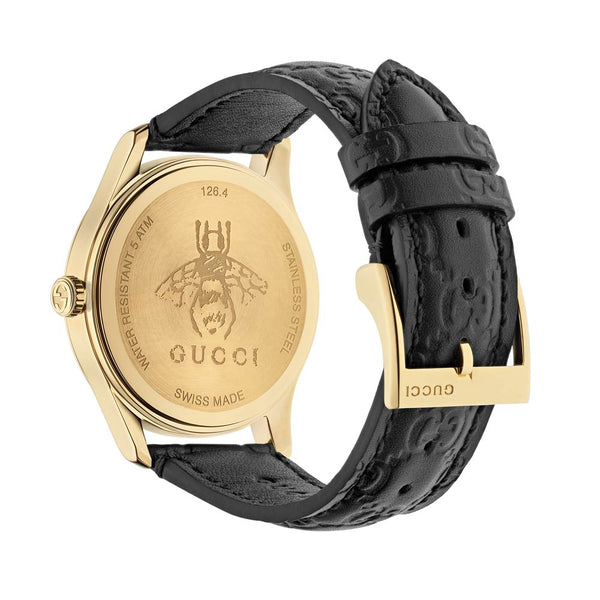 Gucci G-Timeless 38mm Signature Black Dial Gold PVD Stainless Steel Watch YA1264034A
