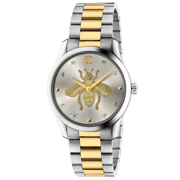 Gucci Ladies G-Timeless Two Tone Gold Bee Motif Dial Bracelet Watch YA1264131