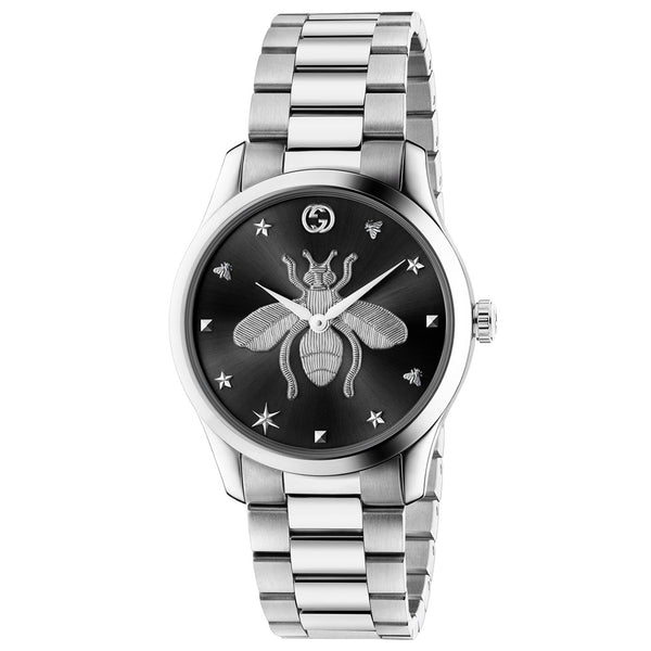 Gucci G-Timeless 38mm Black Dial with Bee Motif Stainless Steel Watch YA1264136