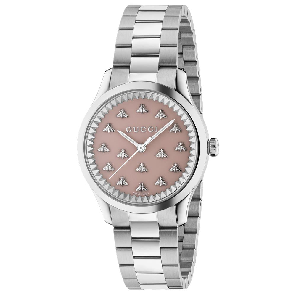 Gucci G-Timeless 32mm Pink Dial with Bees Stainless Steel Ladies Watch YA1265033