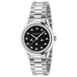 gucci g-timeless 32mm black onyx dial with bees stainless steel ladies watch