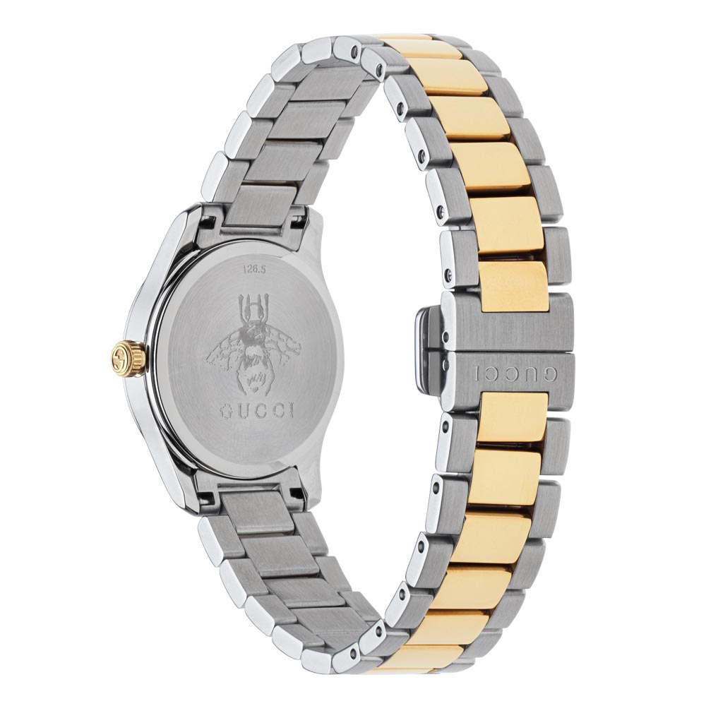 Gucci Ladies G-Timeless 27mm Silver & Gold Feline Head Dial Steel & Gold PVD Watch YA126596