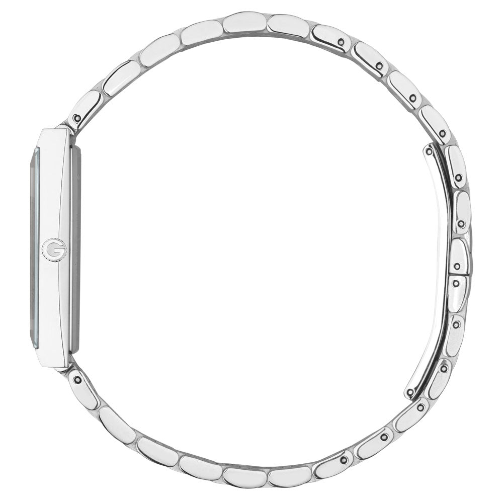 Gucci Ladies G-Frame Stainless Steel & Diamond Black Dial Watch YA127504