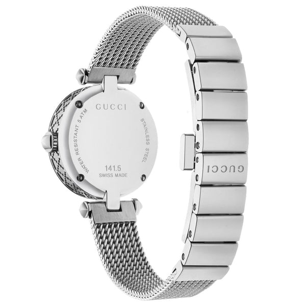 gucci diamantissima 27mm mop stainless steel ladies watch case back view