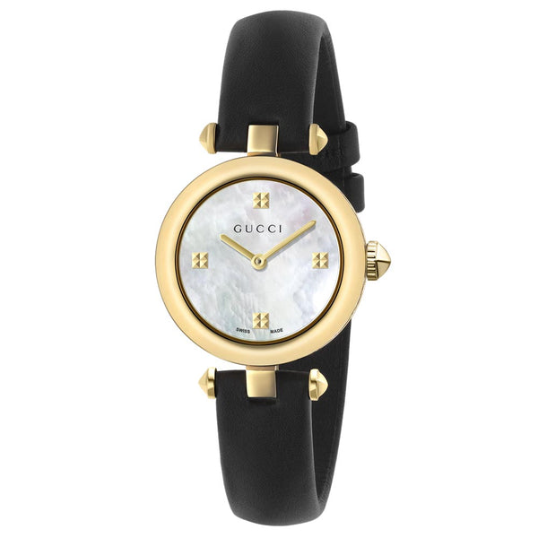 gucci diamantissima 27mm mop dial yellow gold pvd steel ladies watch