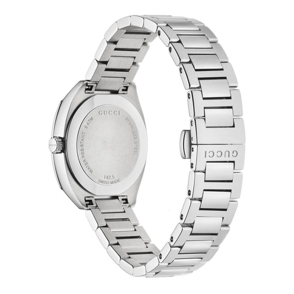 gucci ladies gg2570 silver dial stainless steel diamond watch case back view