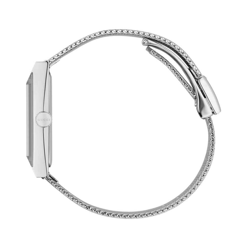 Gucci Ladies G-Frame Stainless Steel Rectangle Mesh Bracelet Watch YA147401