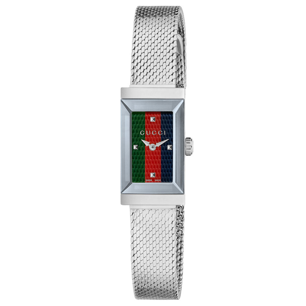 Gucci Ladies G-Frame Multi-Coloured Dial Mesh Bracelet Watch YA147510