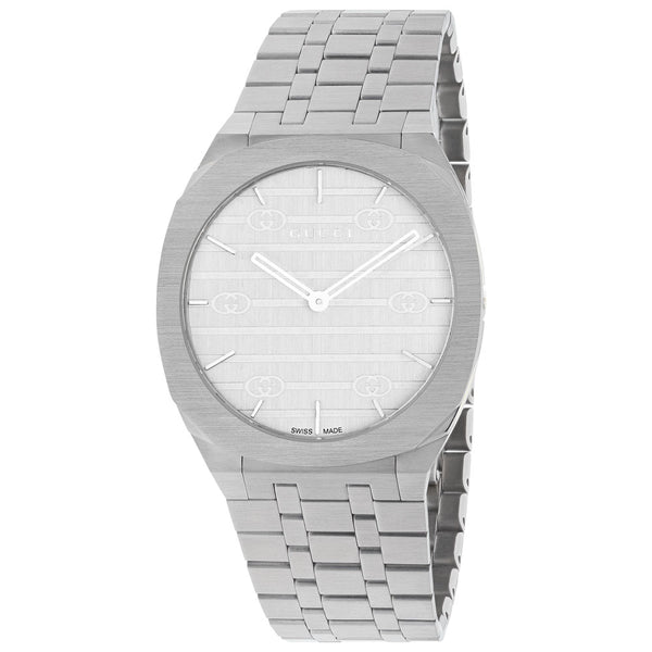 Gucci 25H 38mm Silver Dial Stainless Steel Watch YA163407