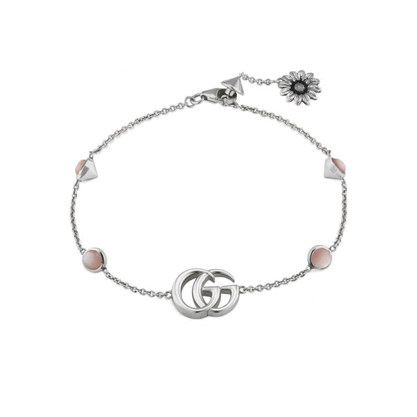Gucci GG Marmont Silver Pink Floral Bracelet YBA527393002