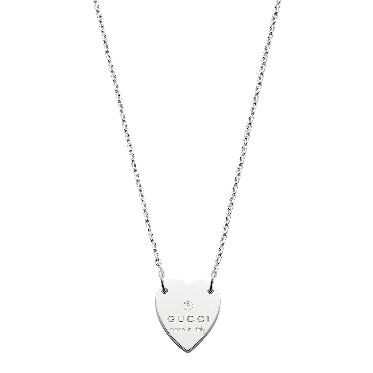 Gucci Trademark Silver Heart Necklace YBB22351200100U