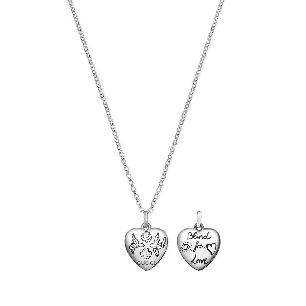 Gucci Blind For Love Silver Heart Necklace YBB45554200100U