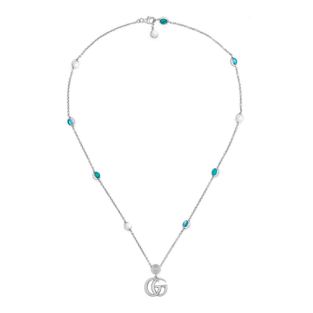 Gucci GG Marmont Silver Multi Stone Necklace YBB52739900100U