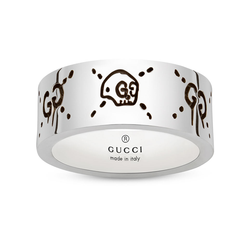 Gucci Ghost Silver 9mm Band Ring YBC455318001