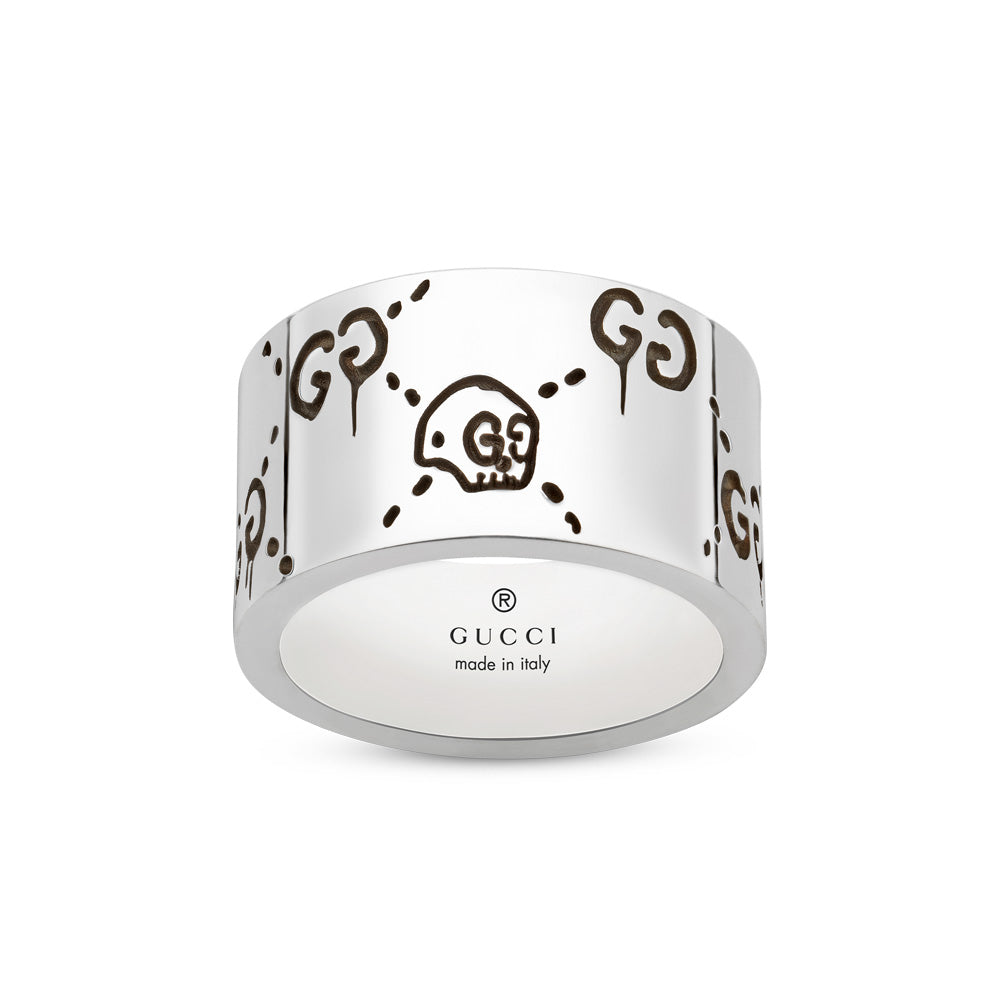 Gucci Ghost Silver 12mm Ring YBC455319001022