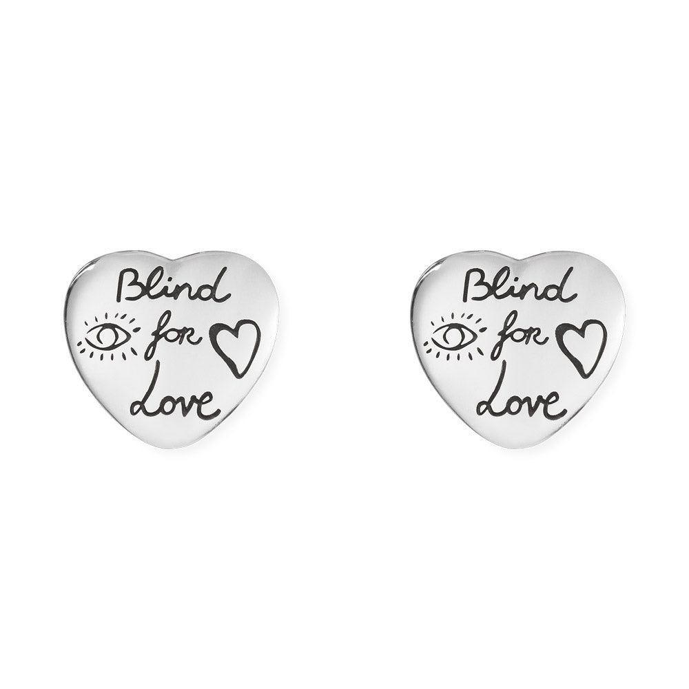 Gucci Blind For Love Silver Heart Stud Earrings YBD45525500100U