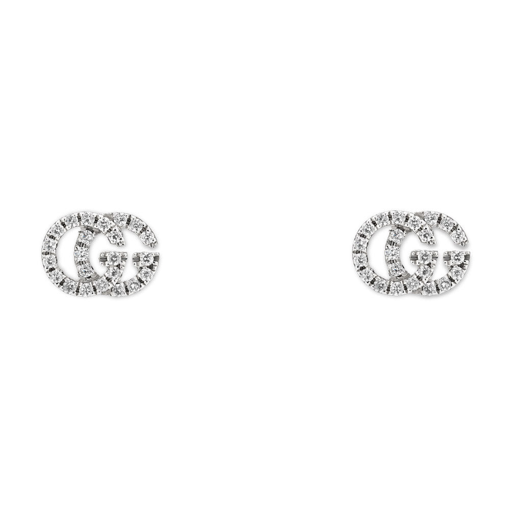 Gucci GG Running 18ct White Gold Diamond Stud Earrings YBD48167800100U